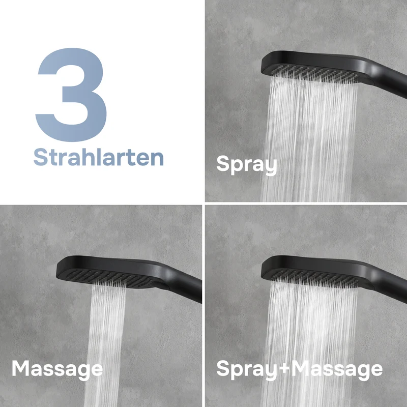 Duschsystem Play mit Regendusche, Schwarz – F078X022