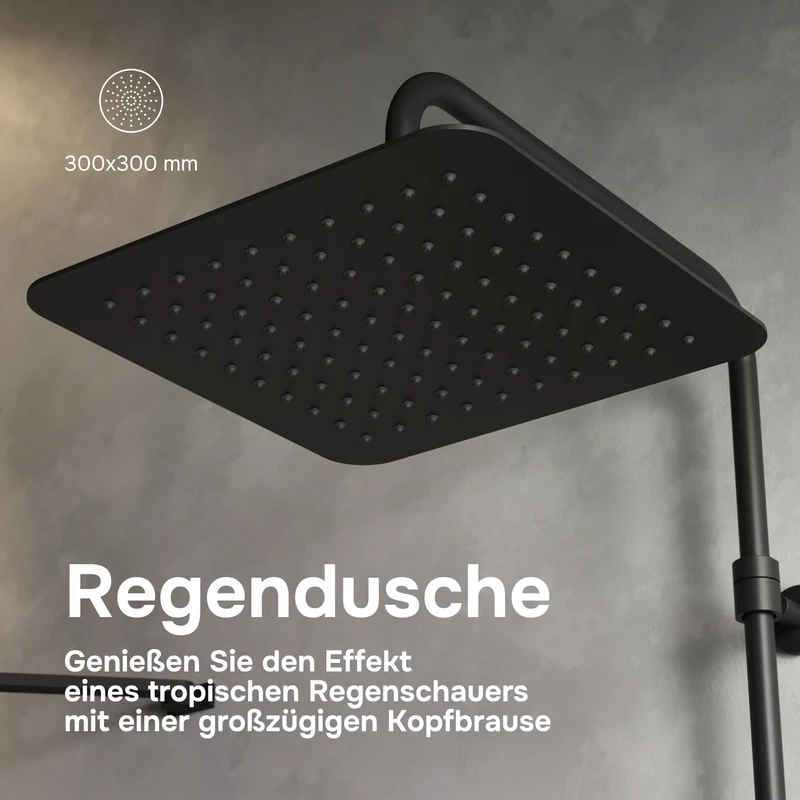 Duschsystem Play mit Regendusche, Schwarz – F078X022