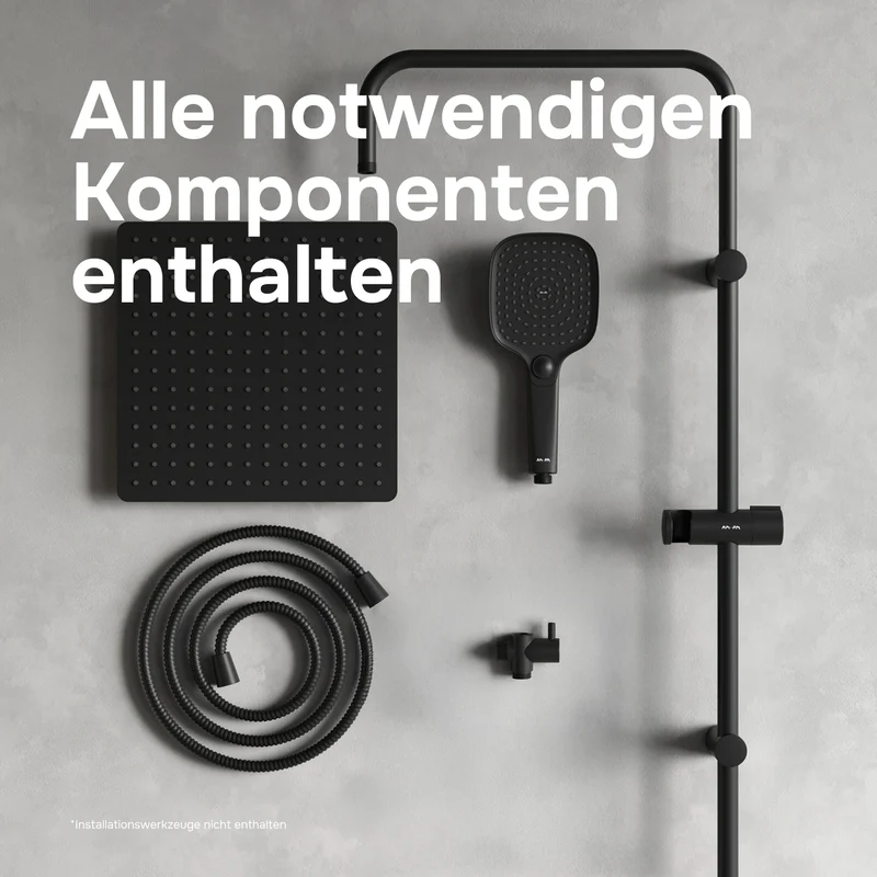 Duschsystem Play mit Regendusche, Schwarz – F078X022