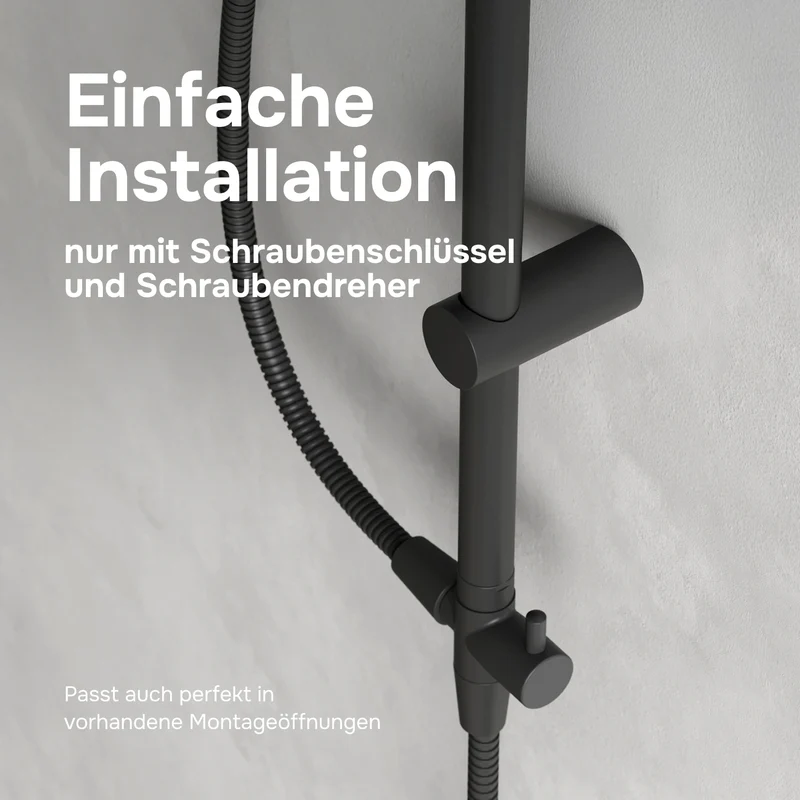 Duschsystem Play mit Regendusche, Schwarz – F078X022