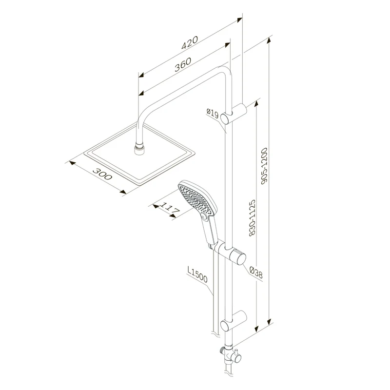 Duschsystem Play mit Regendusche – F078X000