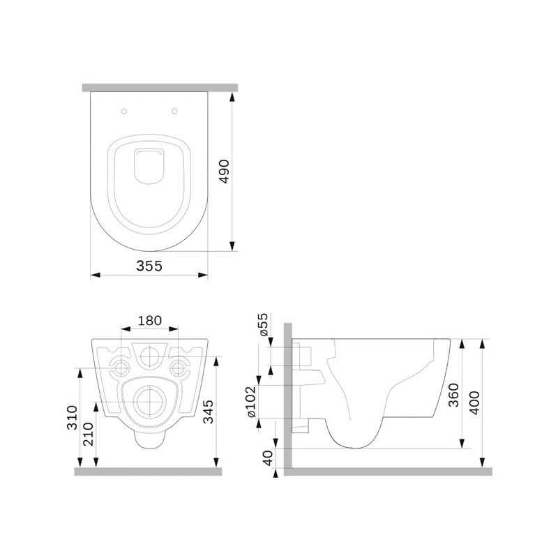 Wand-WC Func AquaSpin spülrandlos mit WC-Sitz – CFA1902PSC