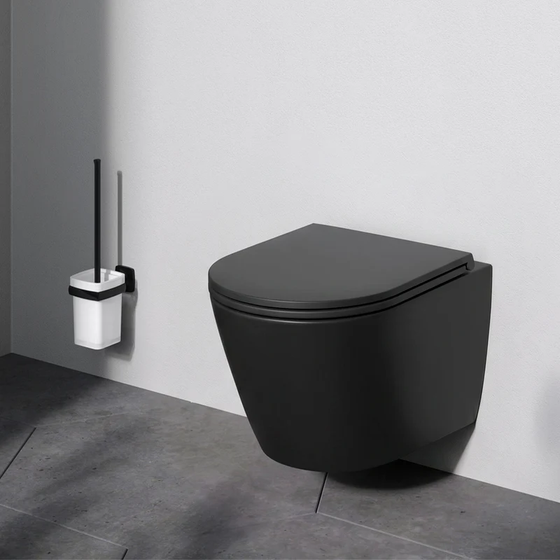 Wand-WC Flash AquaSpin spülrandlos mit WC-Sitz, Schwarz – CNA1901PMBSC