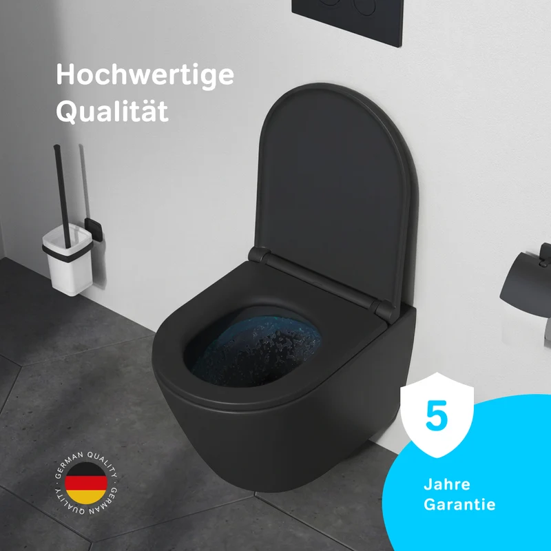 Wand-WC Flash AquaSpin spülrandlos mit WC-Sitz, Schwarz – CNA1901PMBSC