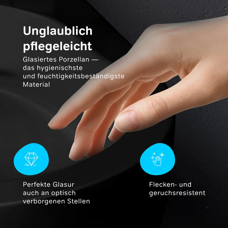 Wand-WC Flash AquaSpin spülrandlos mit WC-Sitz, Schwarz – CNA1901PMBSC