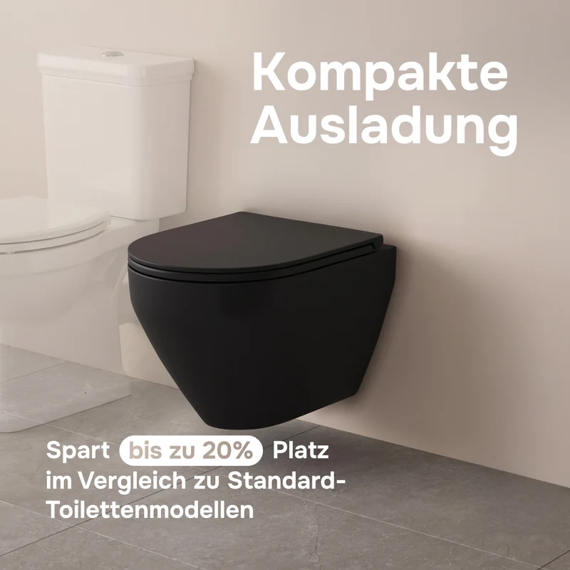 Wand-WC FlashClean spülrandlos mit WC-Sitz, Schwarz – CSB1700MBSC