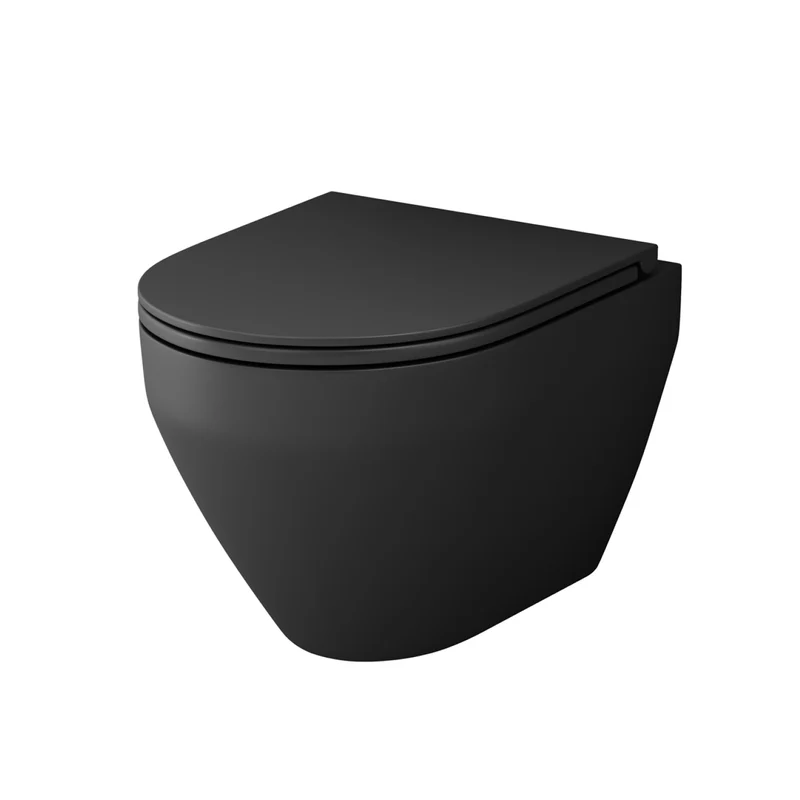 Wand-WC FlashClean spülrandlos mit WC-Sitz, Schwarz – CSB1700MBSC