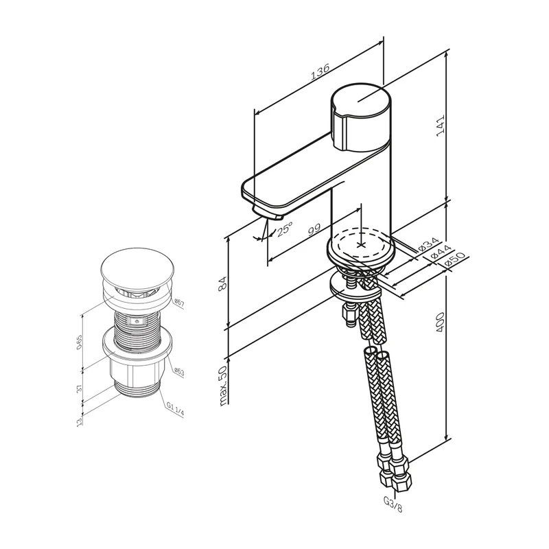 Waschtischarmatur X-Joy TouchReel mit Klick-Ablaufgarnitur – FXT82500