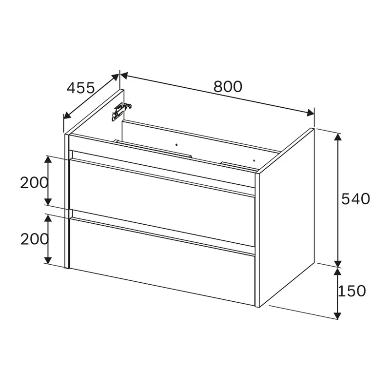 Waschtischunterschrank mit Waschbecken, 80 cm, als Flachpaket, 2 Schubladen, Eiche – MPAX0802HF-C0802WG