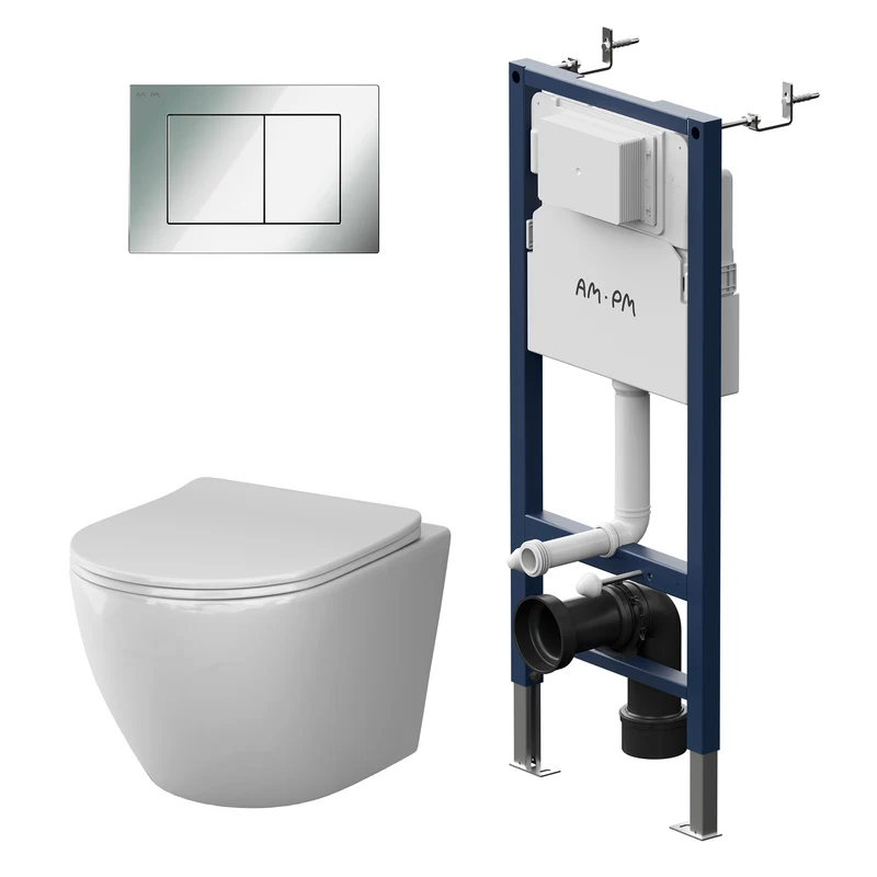 WC-Komplettset Like mit Vorwandelement und Betätigungsplatte in Chrom – IIS90251.LA1900