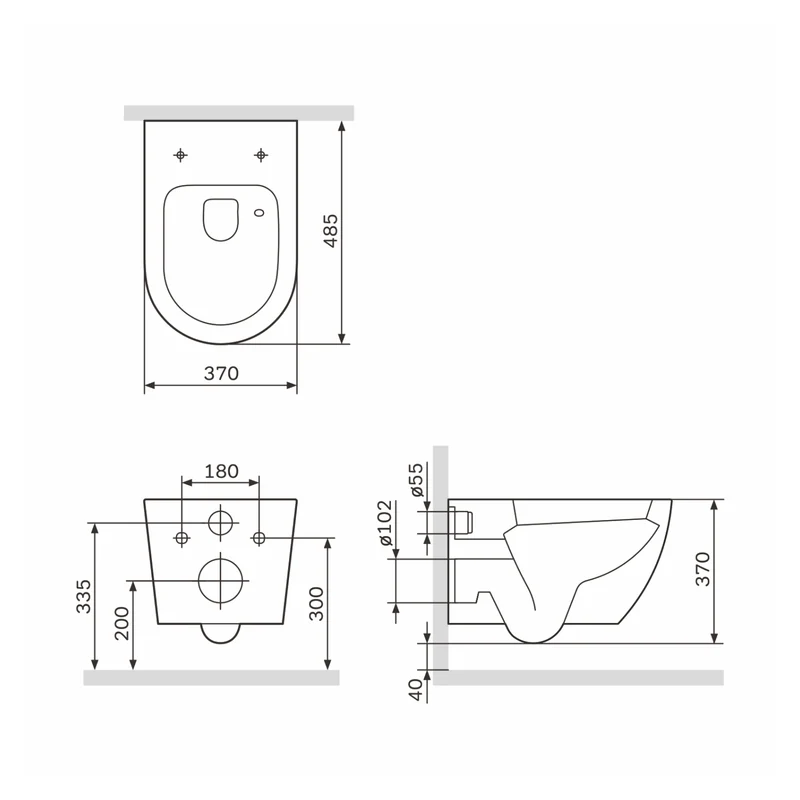 Wand-WC Like AquaSpin spülrandlos mit WC-Sitz – CLA1900PSC