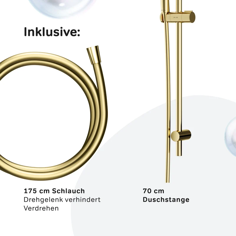 DuschSet X-Joy Brausegarnitur Stangenbrause-Set, Gold – F01XA099