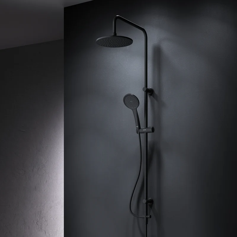 Duschsystem Hit mit Regendusche, Schwarz – F07TB022