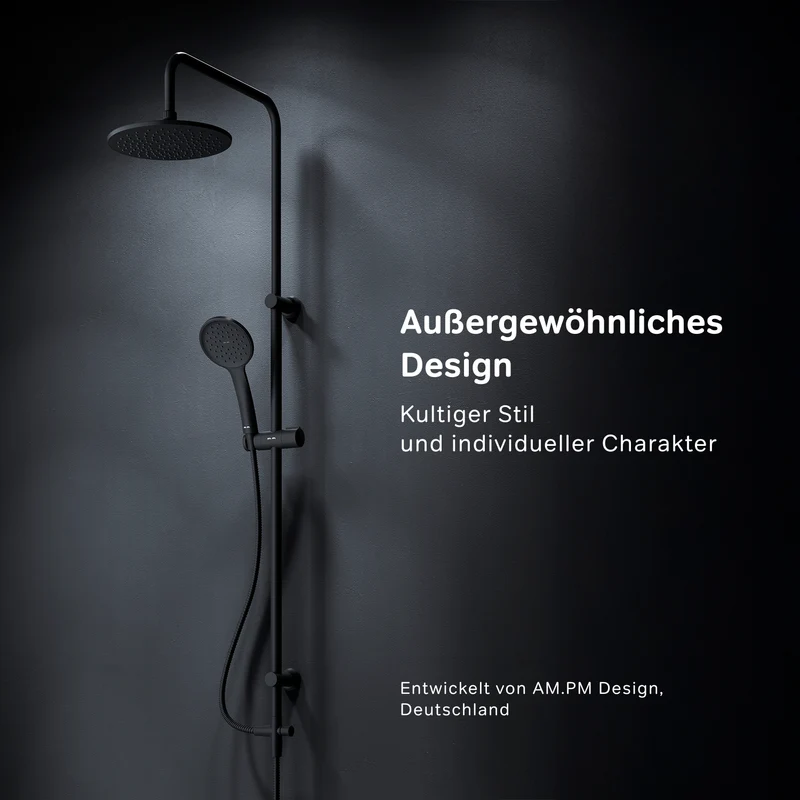 Duschsystem Hit mit Regendusche, Schwarz – F07TB022