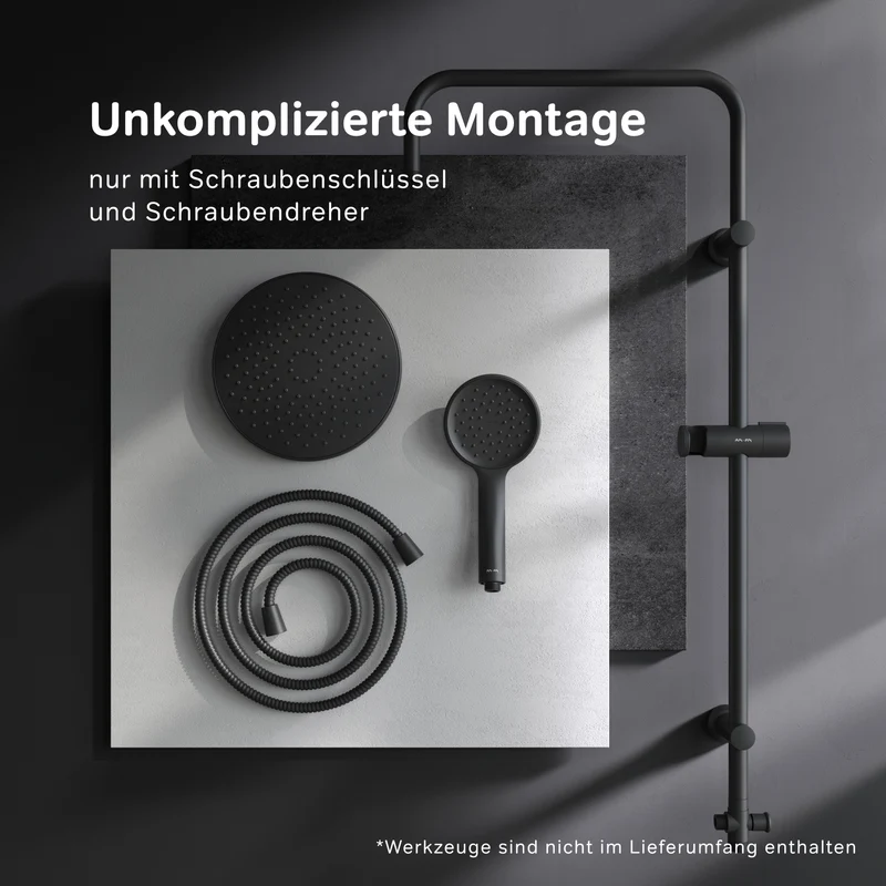 Duschsystem Hit mit Regendusche, Schwarz – F07TB022