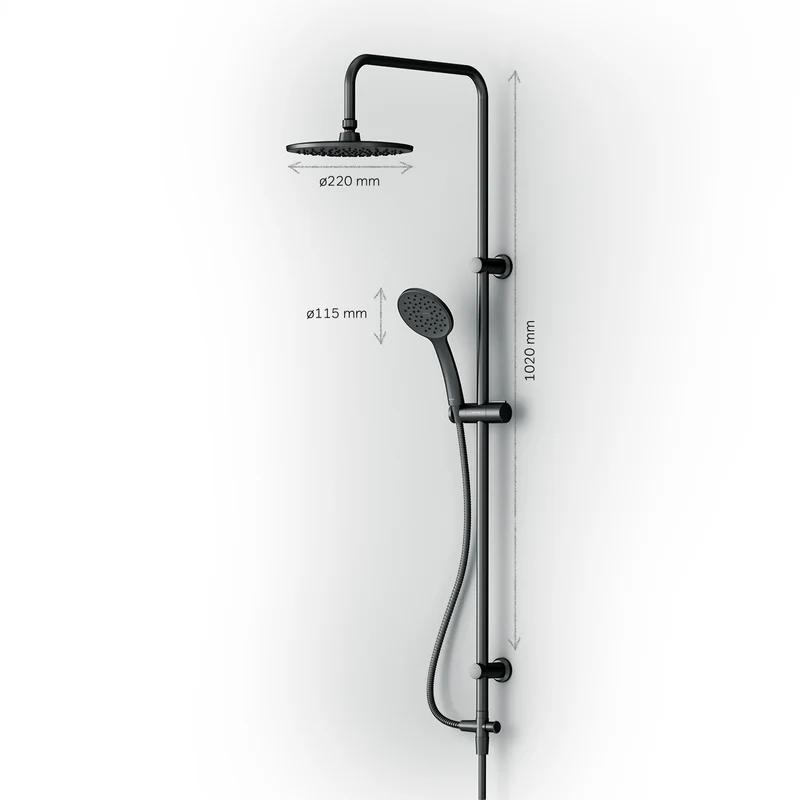 Duschsystem Hit mit Regendusche, Schwarz – F07TB022