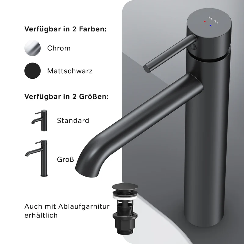 Hohe Waschtischarmatur Spike, Schwarz – FPA92022