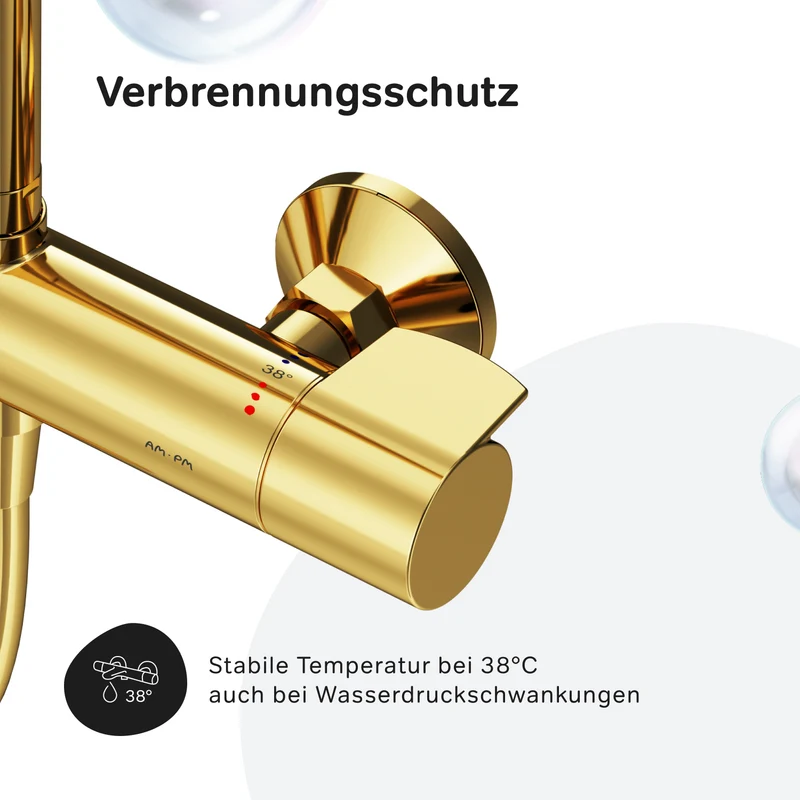 Duschsystem X-Joy mit Thermostat und Regendusche, Gold – F07XA499