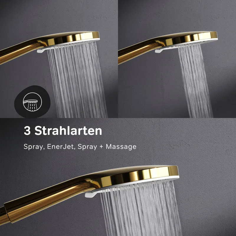 Duschsystem X-Joy mit Thermostat und Regendusche, Gold – F07XA499