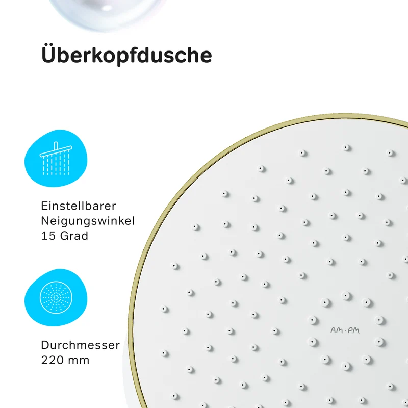 Duschsystem X-Joy mit Thermostat und Regendusche, Gold – F07XA499