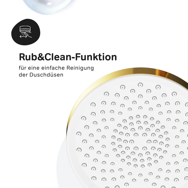 Duschsystem X-Joy mit Thermostat und Regendusche, Gold – F07XA499