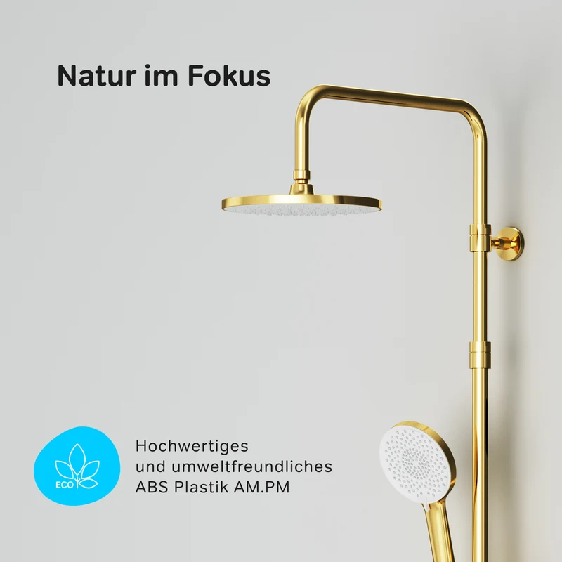 Duschsystem X-Joy mit Thermostat und Regendusche, Gold – F07XA499