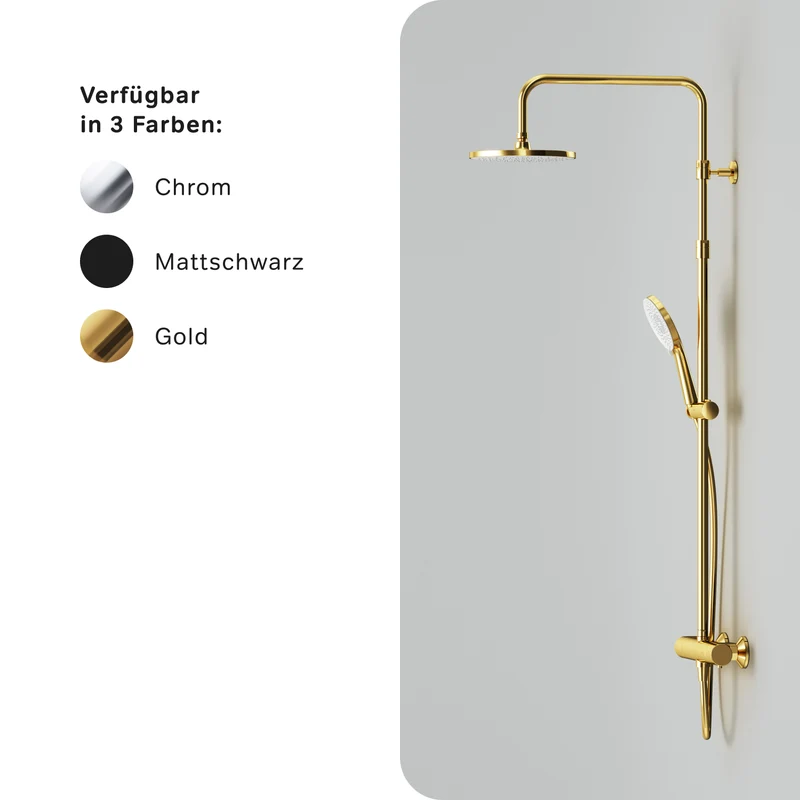 Duschsystem X-Joy mit Thermostat und Regendusche, Gold – F07XA499