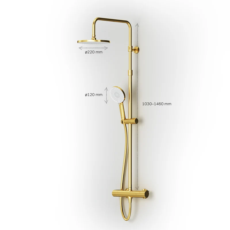 Duschsystem X-Joy mit Thermostat und Regendusche, Gold – F07XA499