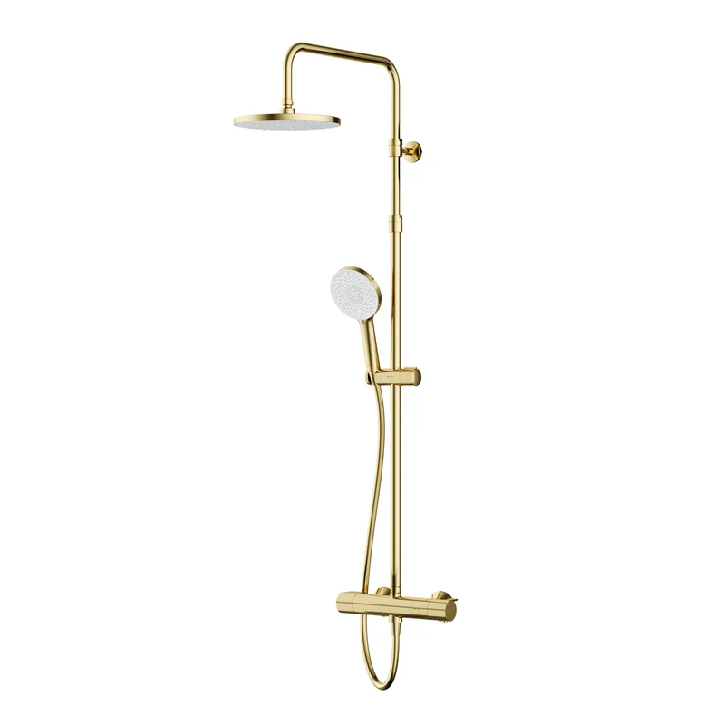 Duschsystem X-Joy mit Thermostat und Regendusche, Gold – F07XA499
