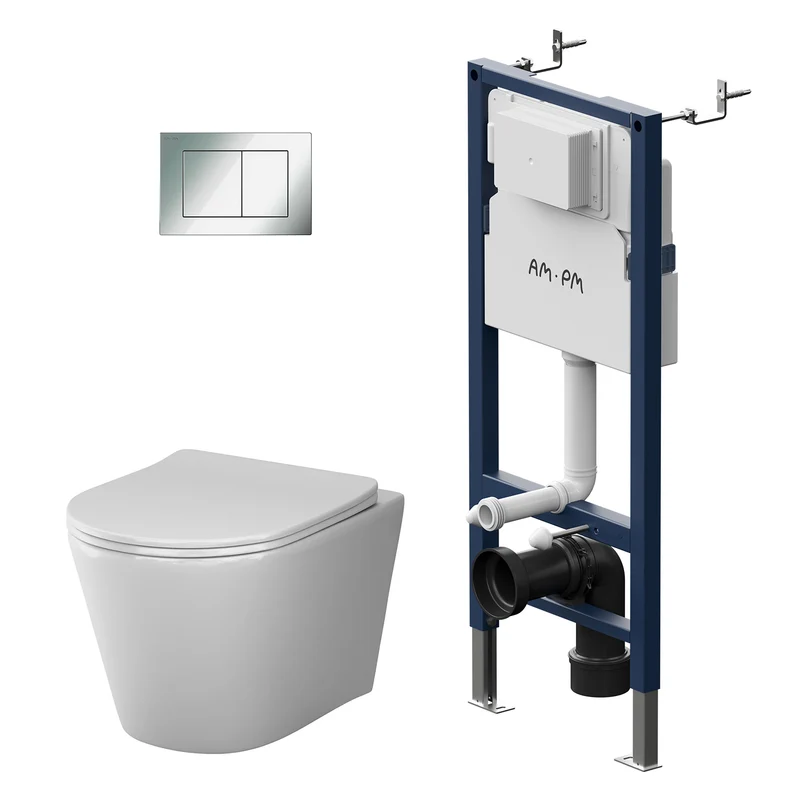 WC-Komplettset Spike mit Vorwandelement und Betätigungsplatte in Chrom – IIS90251.PA1900