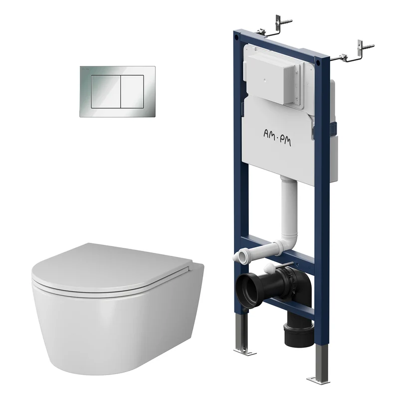 WC-Komplettset Func mit Vorwandelement und Betätigungsplatte in Chrom – IIS90251.FA1700