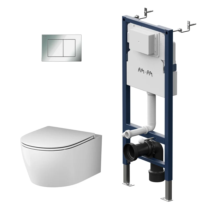 WC-Komplettset X-Joy S mit Vorwandelement und Betätigungsplatte in Chrom – IIS90251.XB1700
