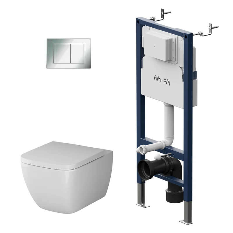WC-Komplettset Gem mit Vorwandelement und Betätigungsplatte in Chrom – IIS90251.GA1700