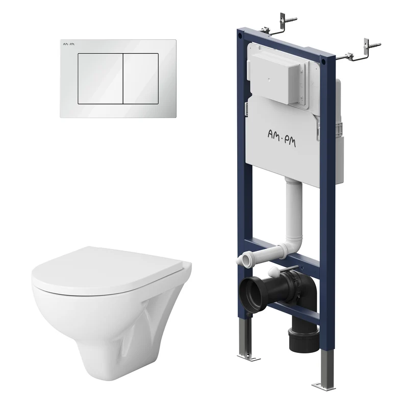 WC-Komplettset Hit mit Vorwandelement und weißer Betätigungsplatte – IIS90201.TA1700