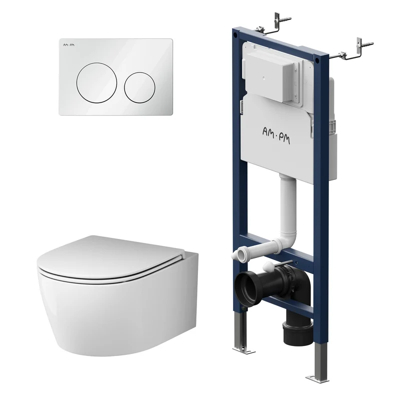 WC-Komplettset X-Joy S mit Vorwandelement und weißer Betätigungsplatte – IIS90101.XB1700