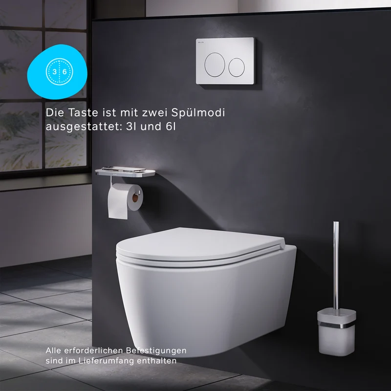 WC-Komplettset X-Joy S mit Vorwandelement und weißer Betätigungsplatte – IIS90101.XB1700