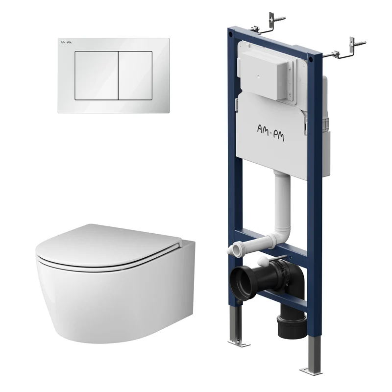 WC-Komplettset X-Joy S mit Vorwandelement und weißer Betätigungsplatte – IIS90201.XB1700