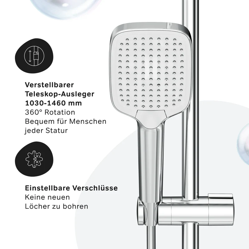 Duschsystem Func mit Thermostat und Regendusche – F07FA200