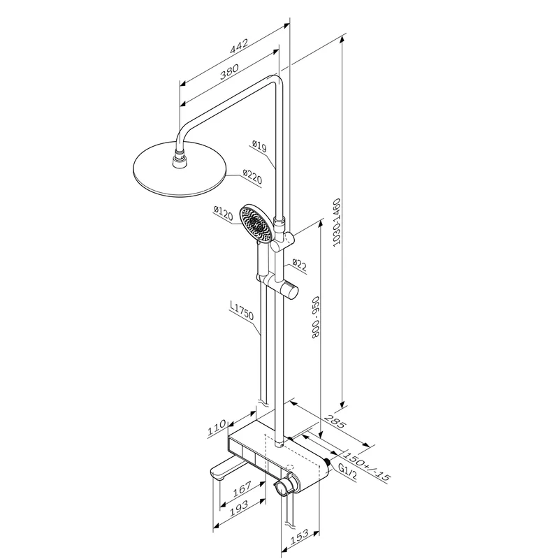 Duschsystem X-Joy S mit Thermostat und Regendusche – F07XB300