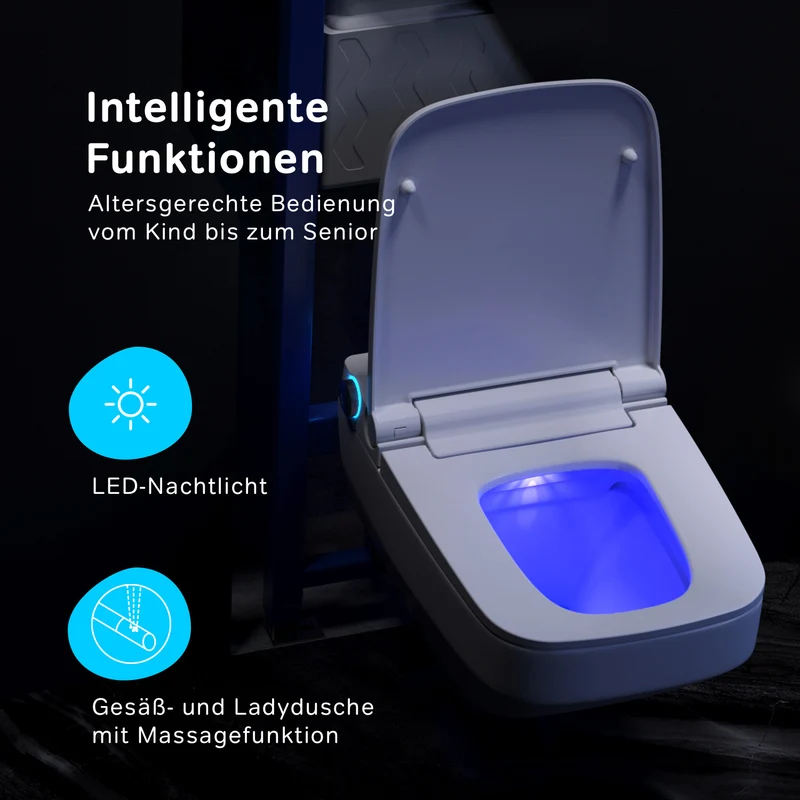 Wand-WC Inspire V2.0 FlashClean spülrandlos mit TouchReel E-Sitz, Heizung und Beleuchtung – CCCIB1700SCAG