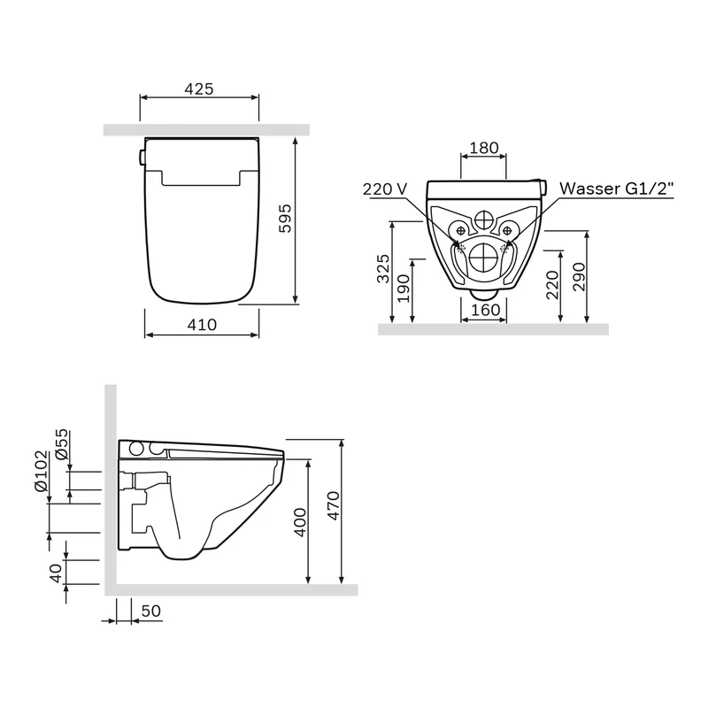 Wand-WC Inspire V2.0 FlashClean spülrandlos mit TouchReel E-Sitz, Heizung und Beleuchtung – CCCIB1700SCAG