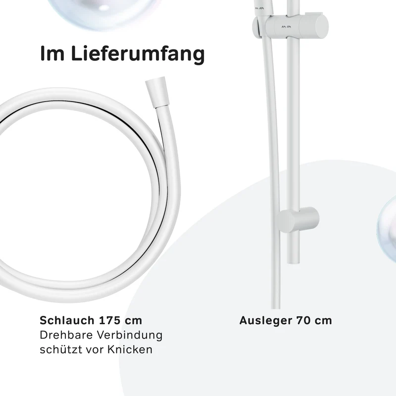 DuschSet Hit Brausegarnitur Stangenbrause-Set, Weiß – F01TA033