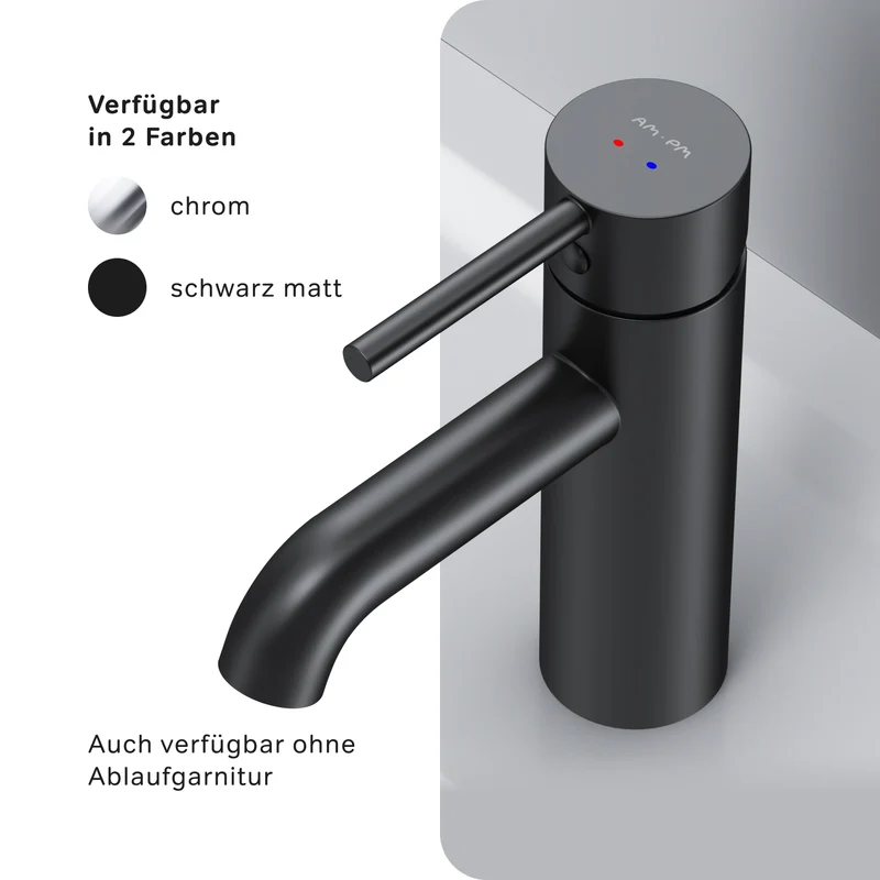 Waschtischarmatur Spike mit Klick-Ablaufgarnitur, Schwarz – FPA82122