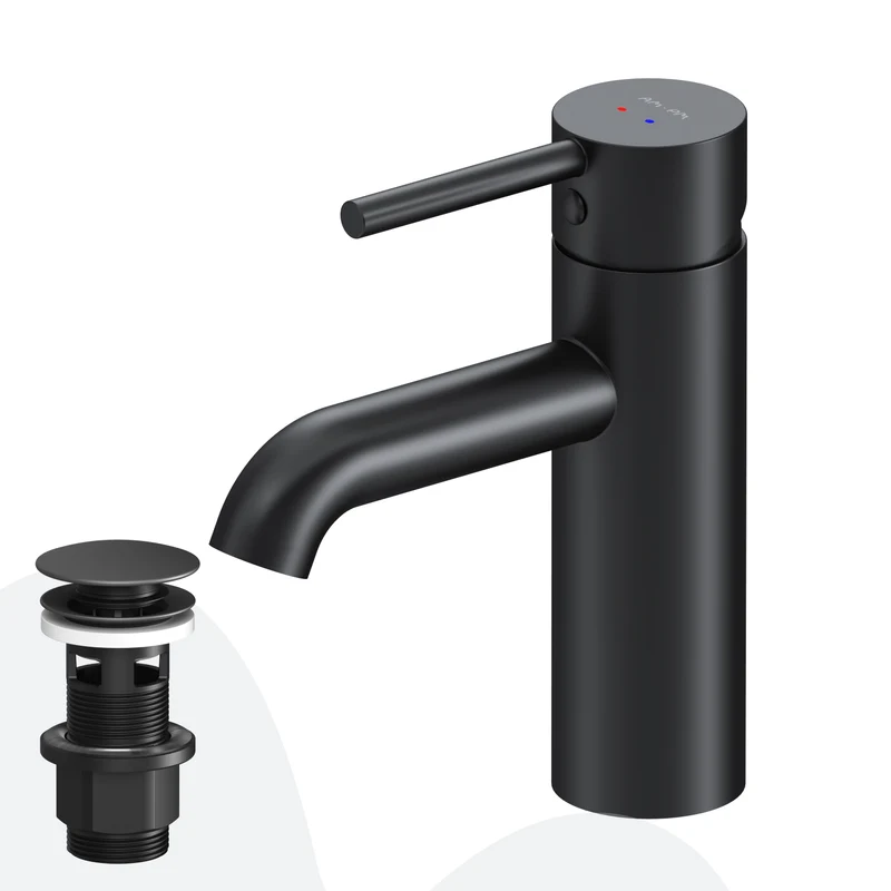 Waschtischarmatur Spike mit Klick-Ablaufgarnitur, Schwarz – FPA82122