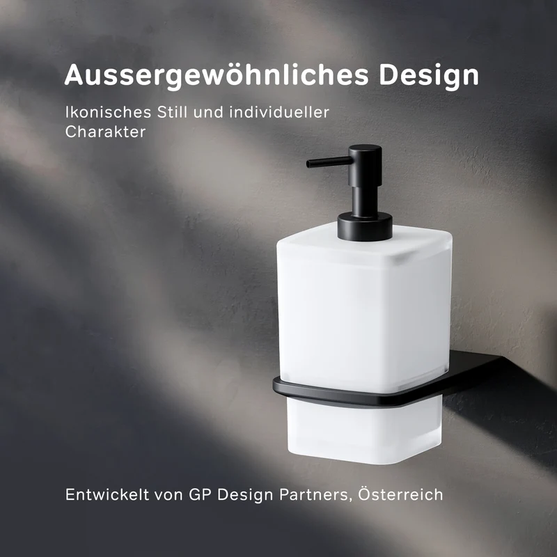 Seifenspender Inspire V2.0 aus Glas mit Wandhalterung, Schwarz – AIB36922