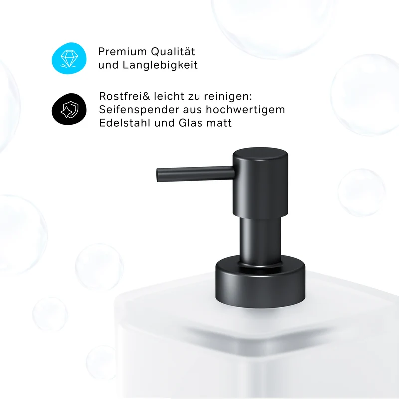 Seifenspender Inspire V2.0 aus Glas mit Wandhalterung, Schwarz – AIB36922