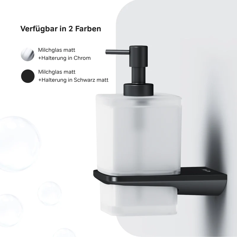 Seifenspender Inspire V2.0 aus Glas mit Wandhalterung, Schwarz – AIB36922