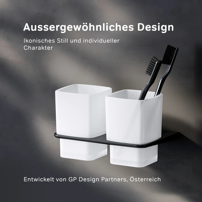 Doppel-Zahnputzbecher Inspire V2.0 mit Wandhalterung, Schwarz – AIB343422