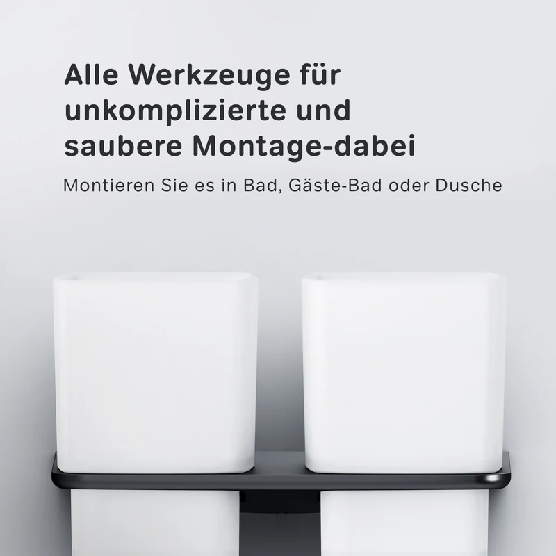 Doppel-Zahnputzbecher Inspire V2.0 mit Wandhalterung, Schwarz – AIB343422