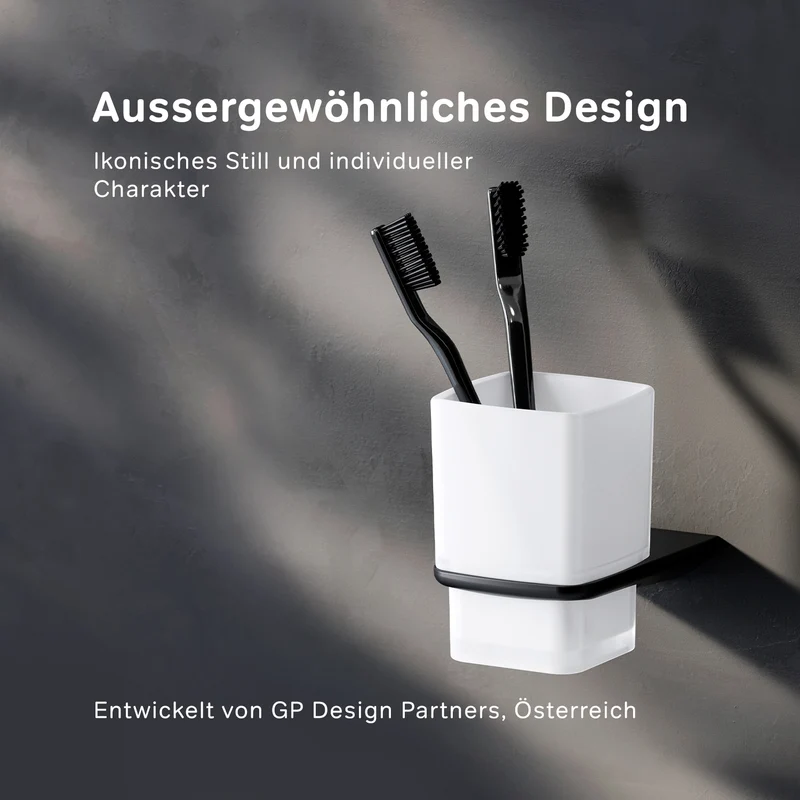 Zahnputzbecher Inspire V2.0 mit Wandhalterung, Schwarz – AIB34322